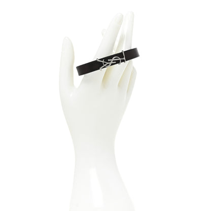 Saint Laurent Calfskin Monogram Bracelet M Black 2 of 4