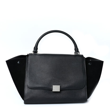 Celine Drummed Calfskin Suede Medium Trapeze Black 1 of 8