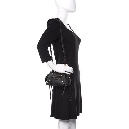 Balenciaga Grained Calfskin Neo Classic Gold Hardware Nano City Crossbody Black 2 of 11