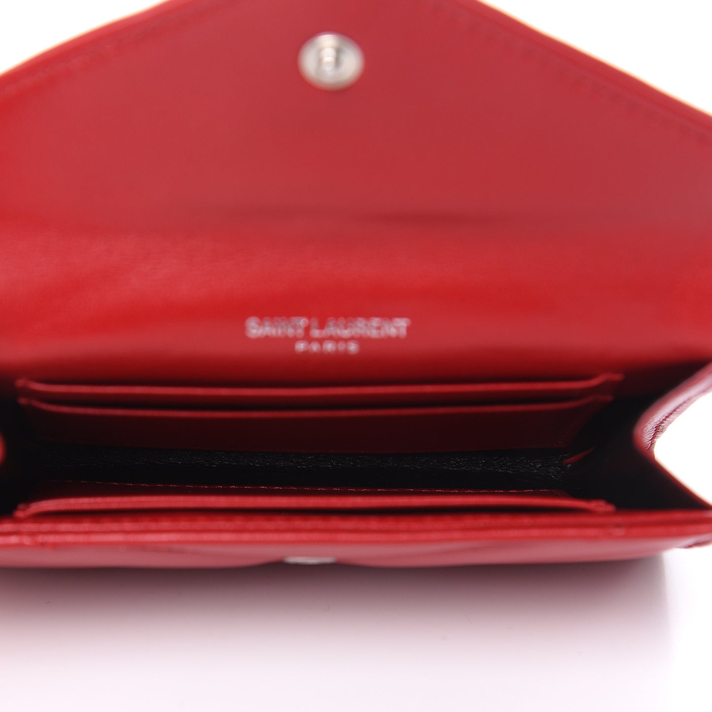 Calfskin Y Quilted Monogram Small Loulou Envelope Wallet Rouge Eros