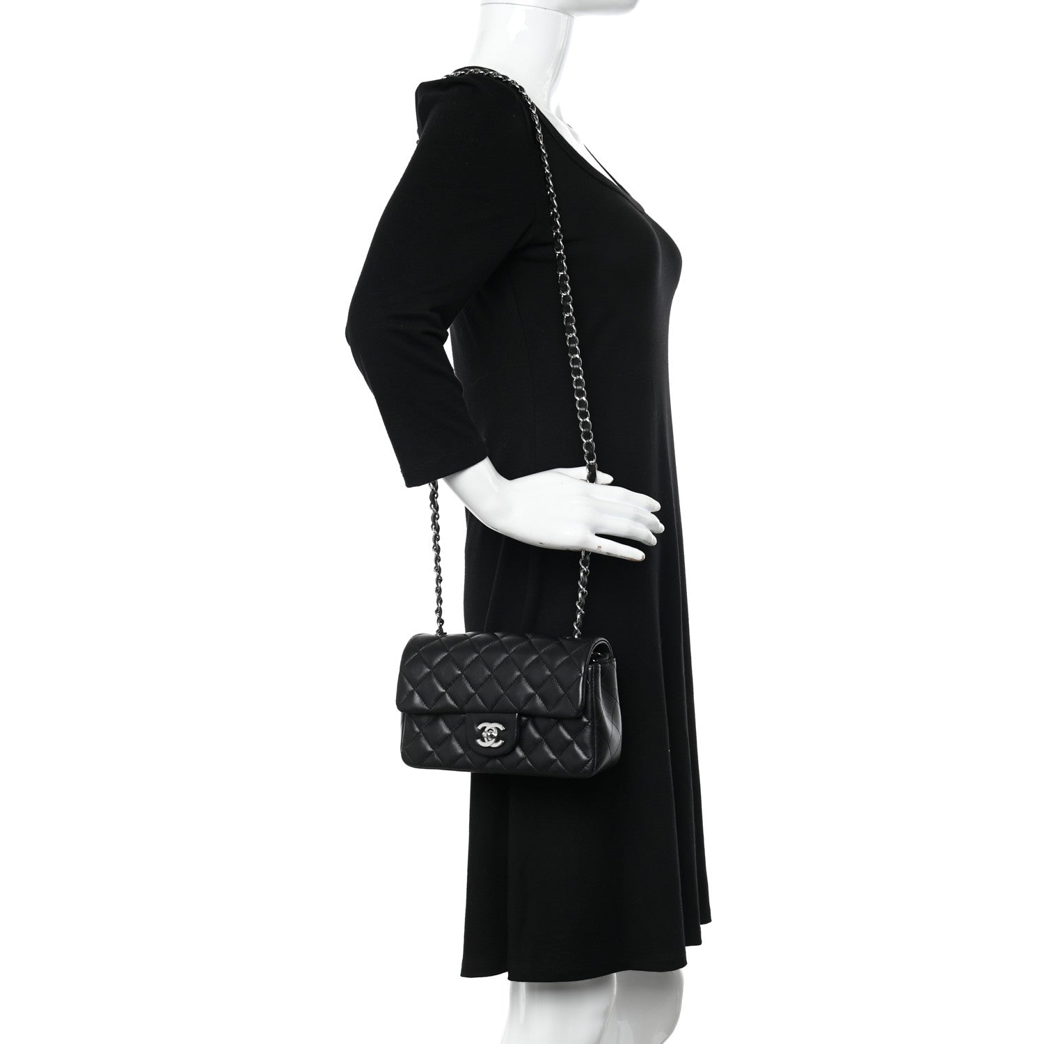 Chanel Lambskin Quilted Mini Rectangular Flap Black 2 of 13