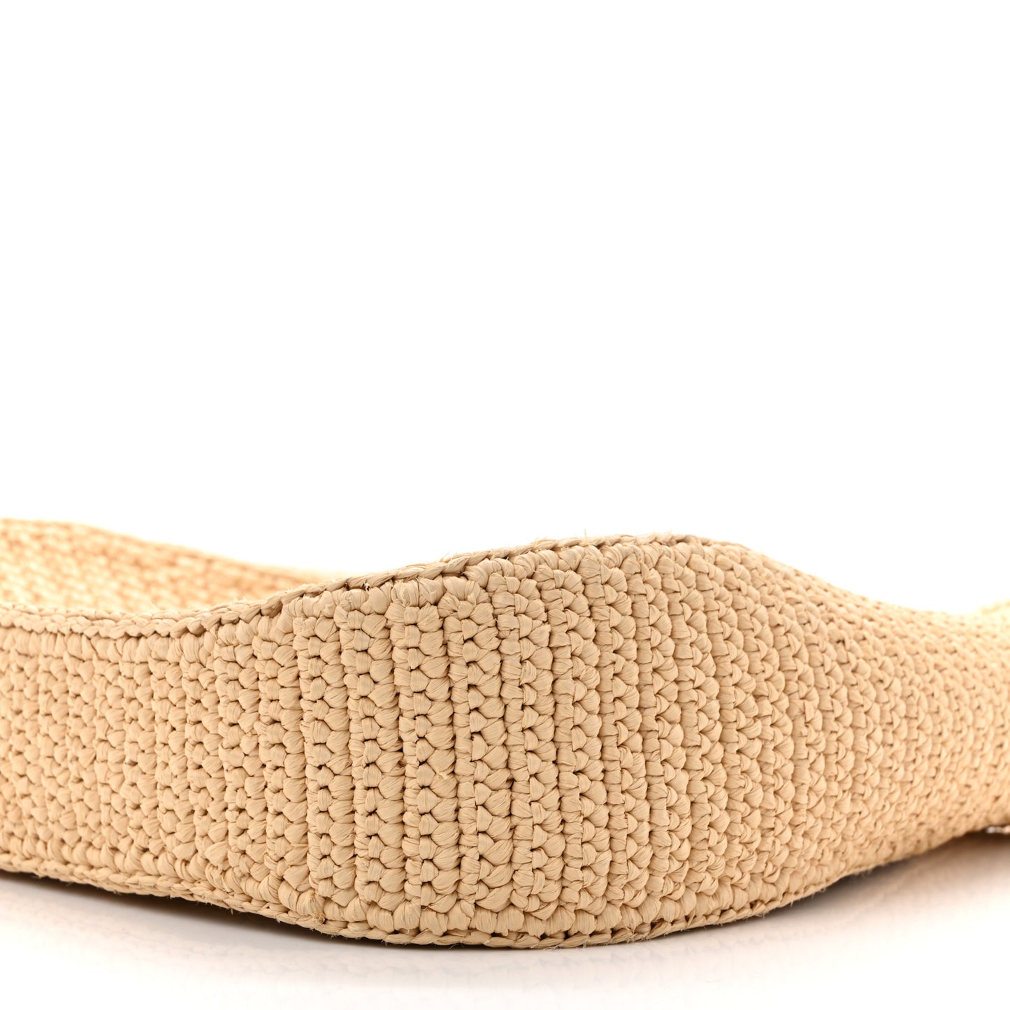 Yarn Raffia Effect Crochet Embroidered Logo Hobo Naturale