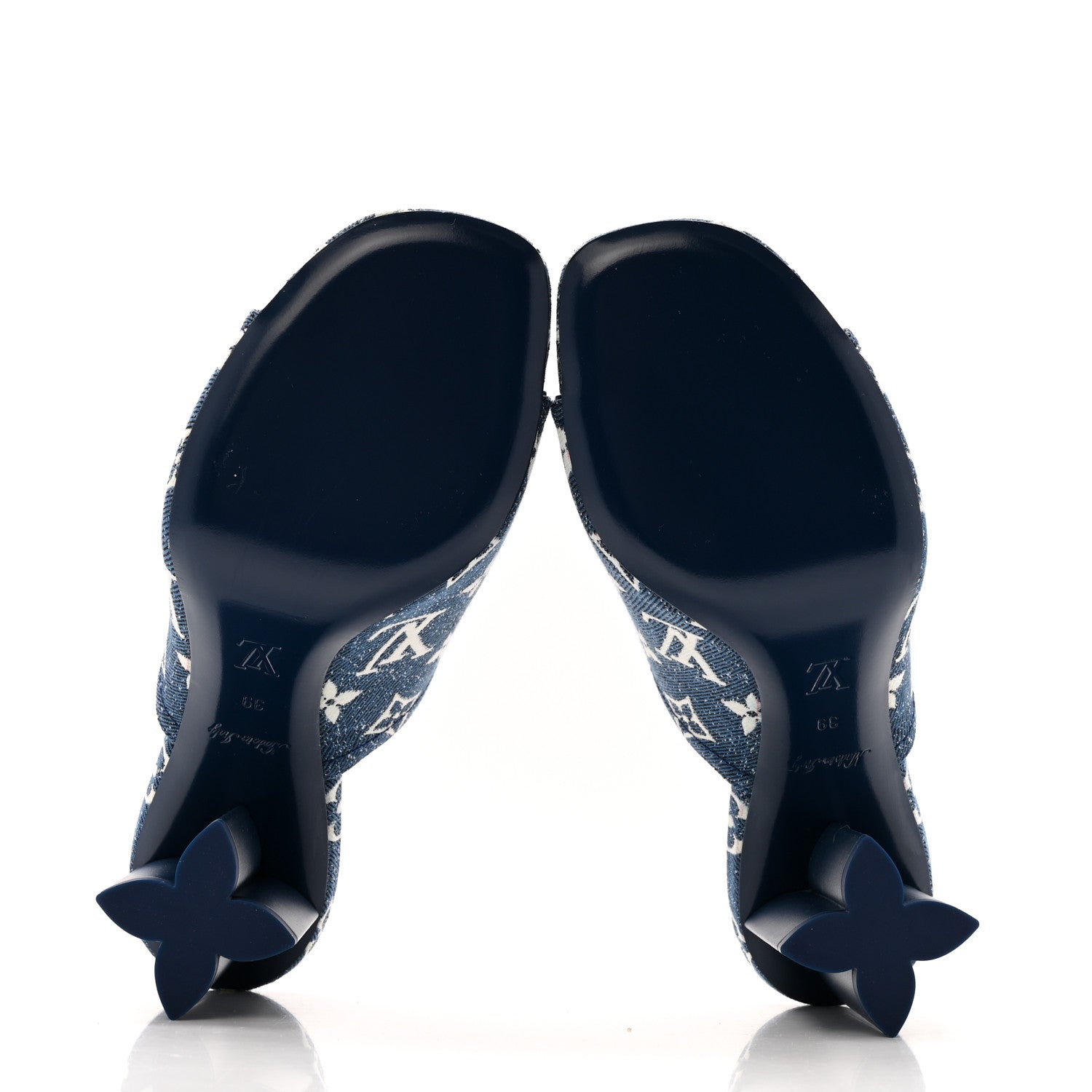 Louis Vuitton Denim Monogram Silhouette Mules 39 Navy Blue 1826445