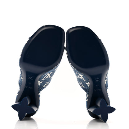 Louis Vuitton Denim Monogram Silhouette Mules 39 Navy Blue 6 of 11