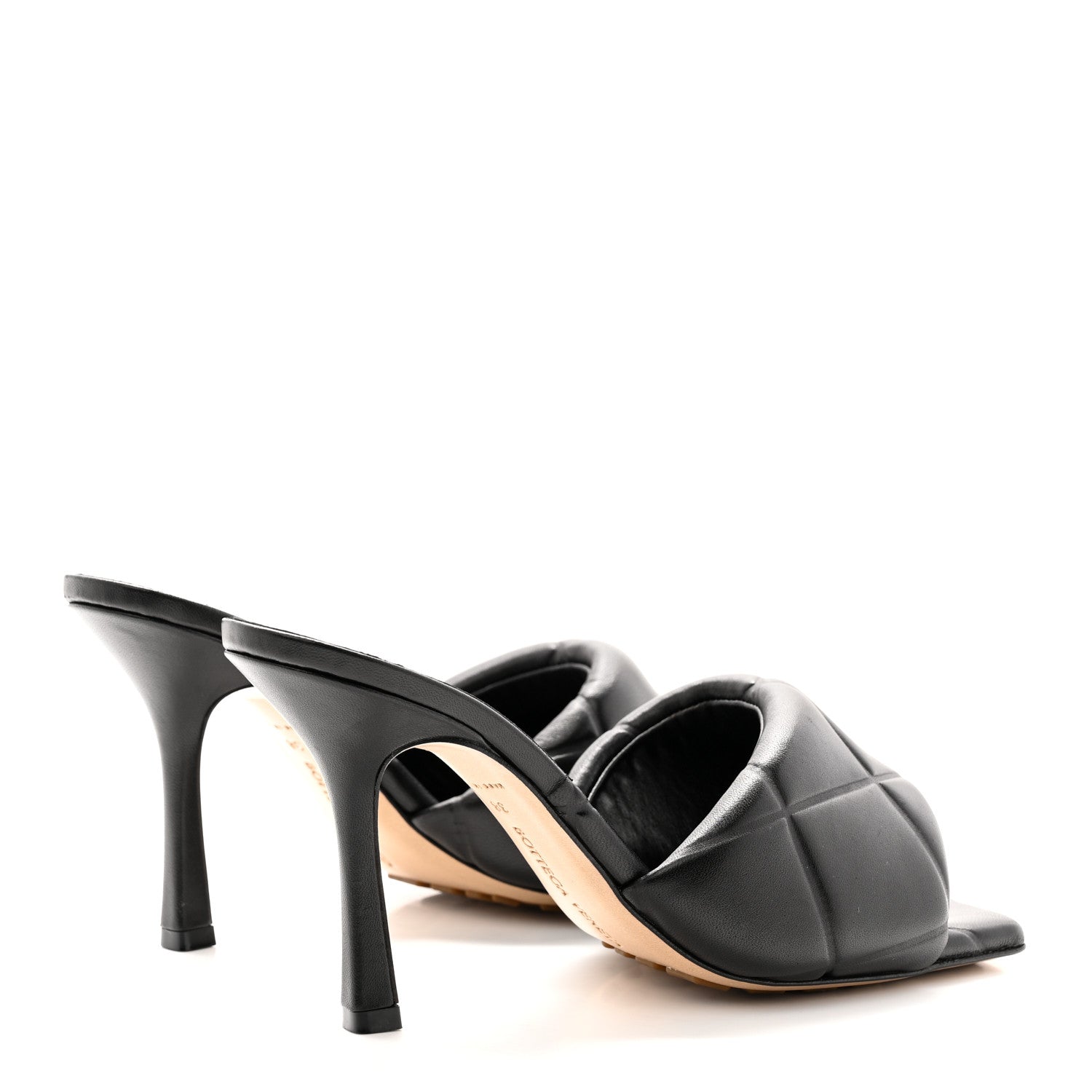 Bottega Veneta Nappa Quilted Rubber Lido Mule Sandals 38 Black 4 of 15