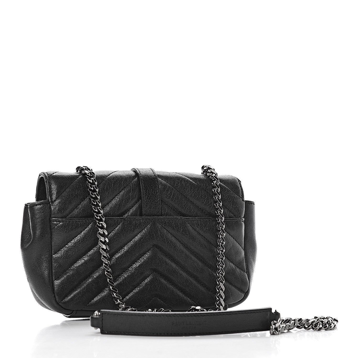 Saint Laurent Sheepskin Matelasse Chevron Monogram Classic Baby Chain Bag Black 3 of 16