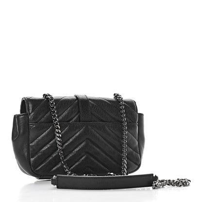 Saint Laurent Sheepskin Matelasse Chevron Monogram Classic Baby Chain Bag Black 3 of 16