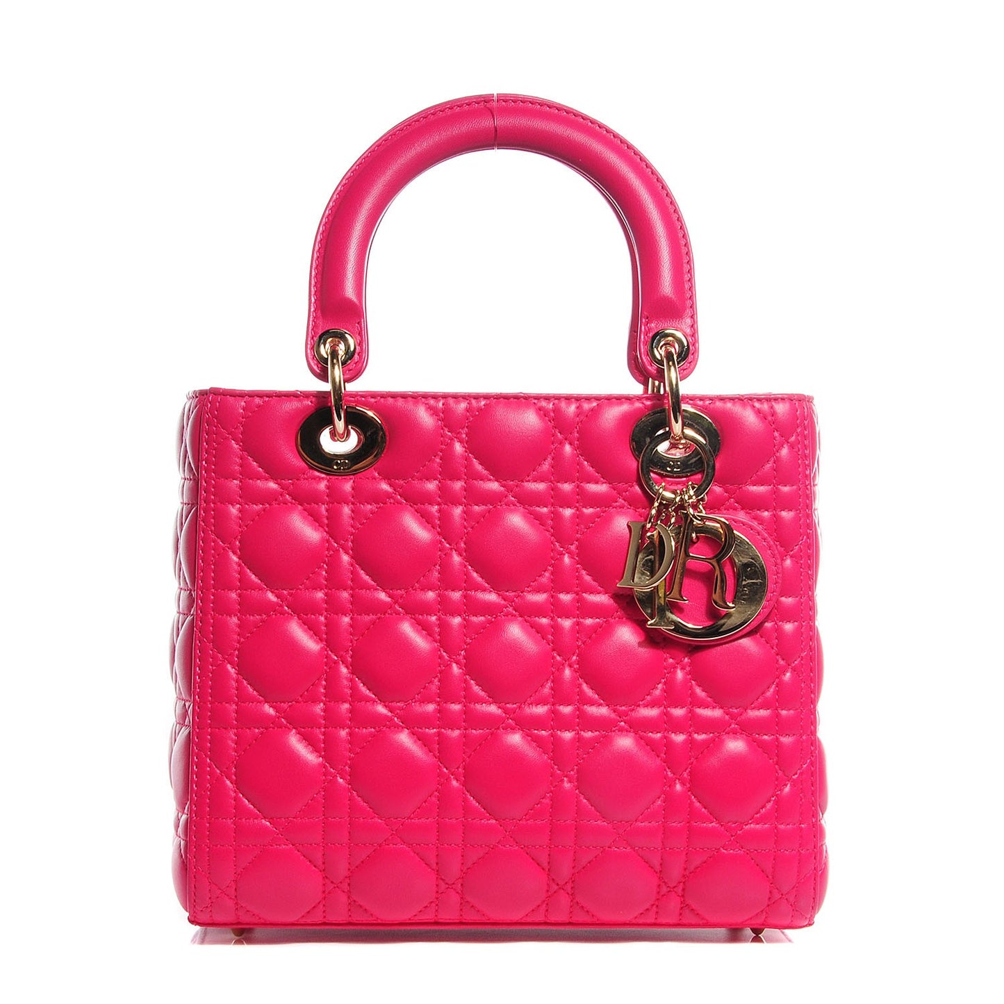 Lambskin Cannage Medium Lady Dior Hot Pink