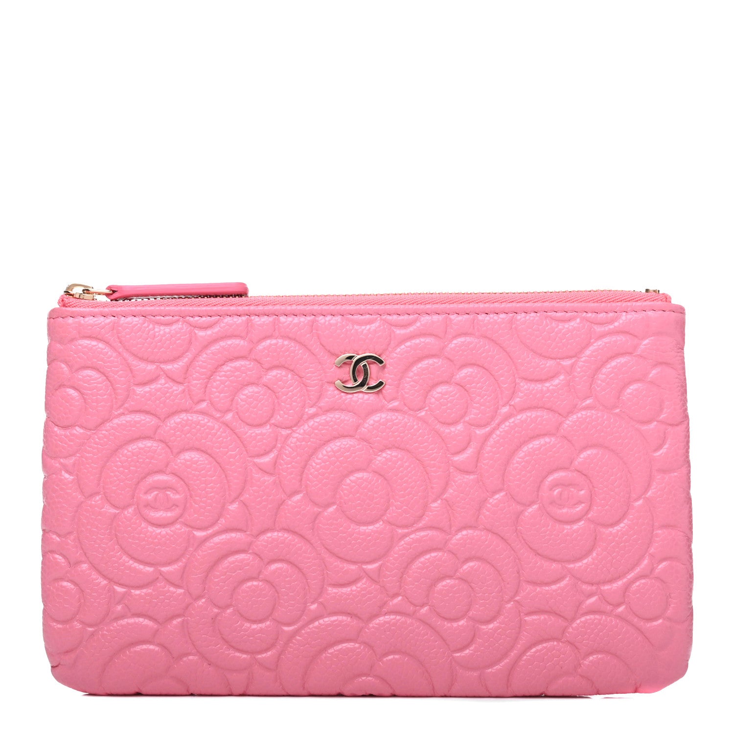 Chanel Caviar Camellia Embossed Cosmetic Pouch Pink 1 of 8