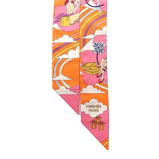 Silk Carres Volants Twilly Orange Rose Malaba