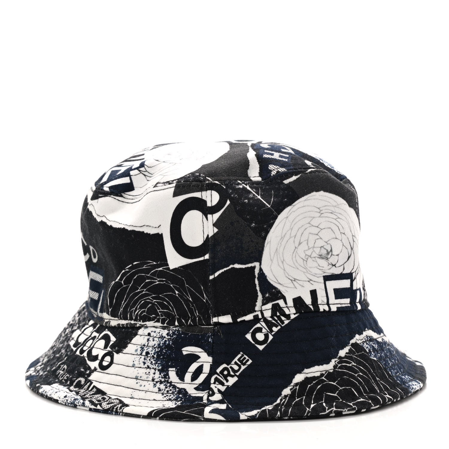 Chanel Cotton Coco Print Bucket Hat M Navy Black White 4 of 9