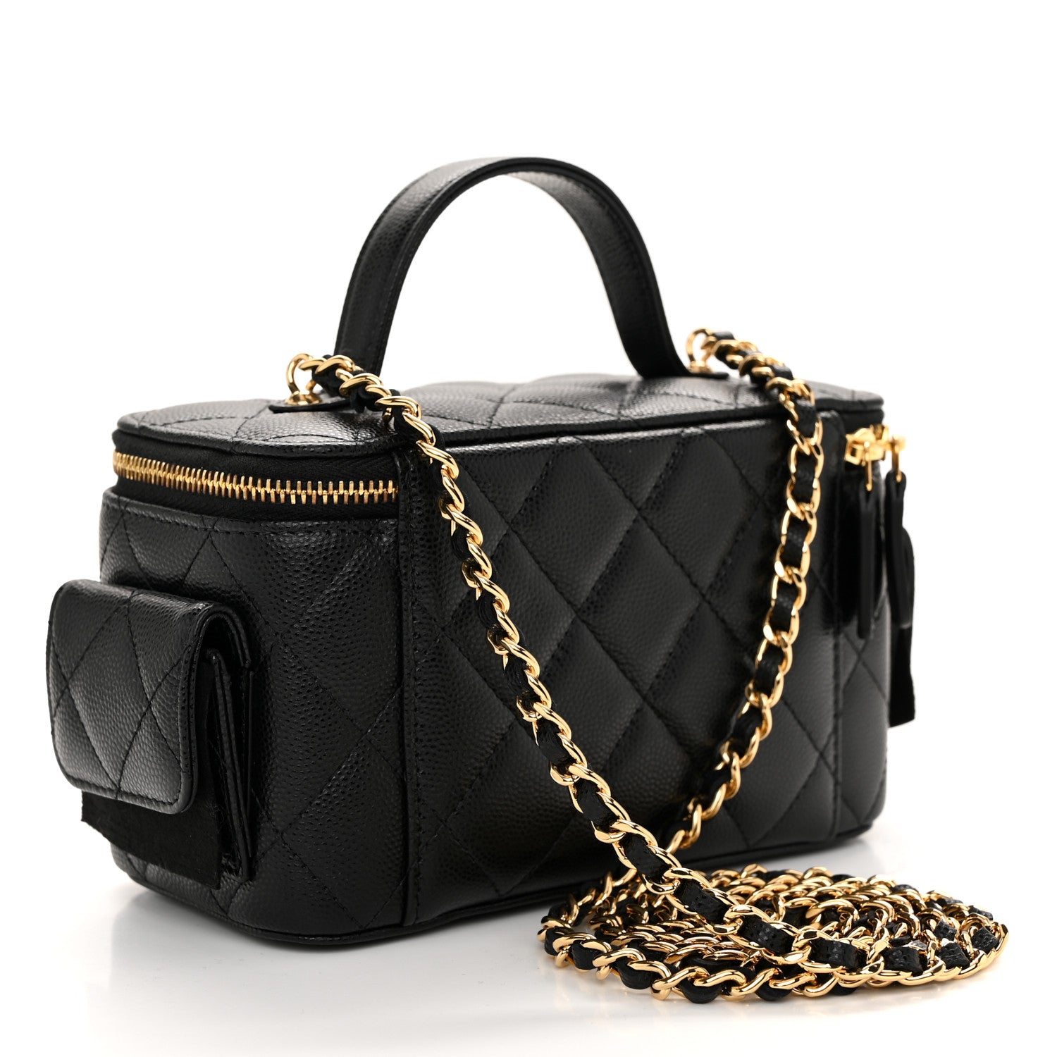 Chanel Caviar Quilted Polly Pocket East West Top Vanity With Chain Black 3 of 11