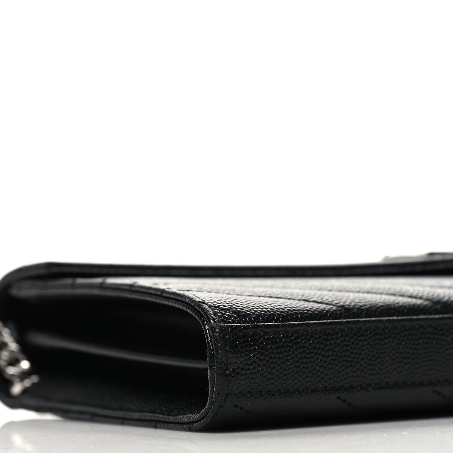 Grain De Poudre Matelasse Chevron Monogram Chain Wallet Black