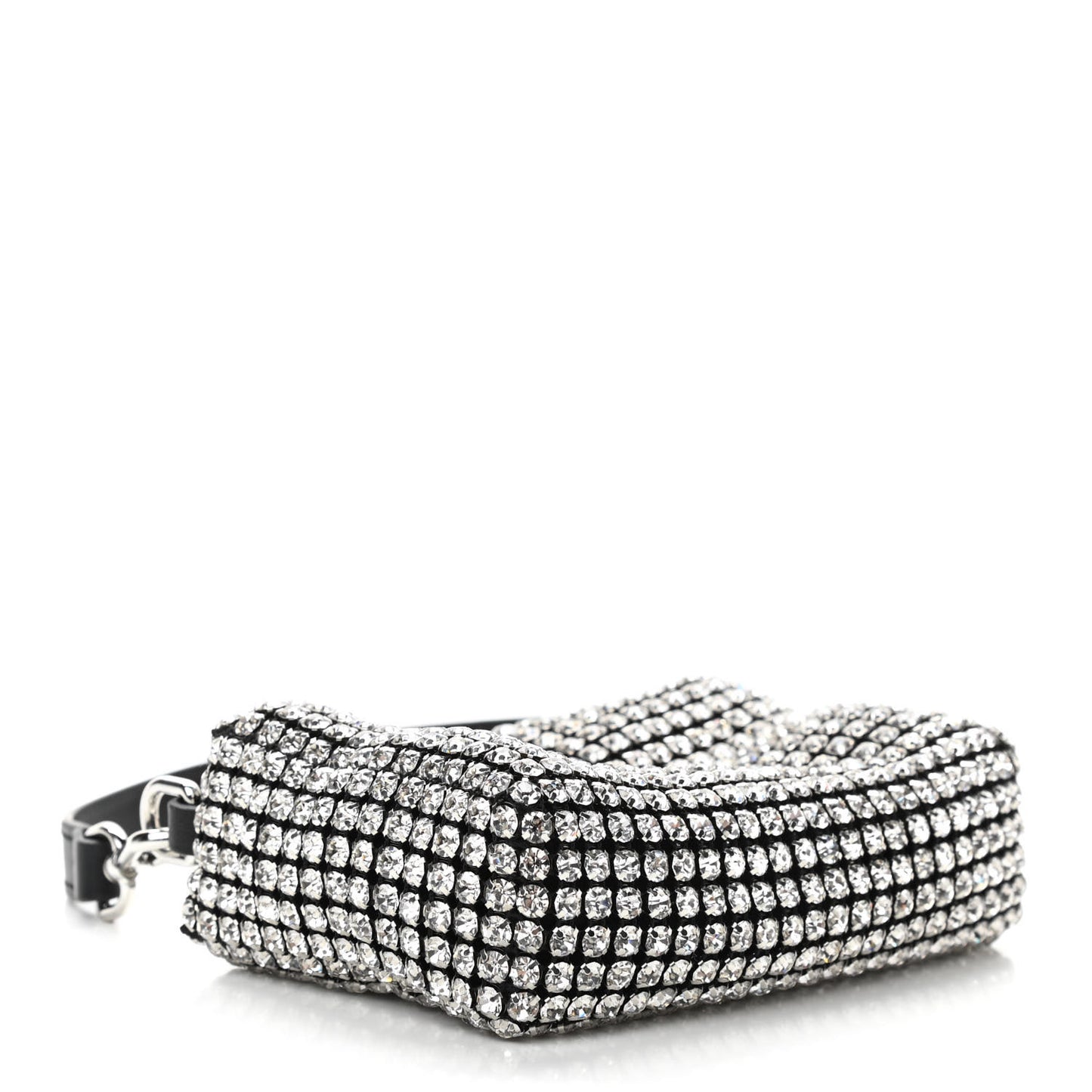Mesh Crystal Rhinestone Mini Heiress Pouch Black Silver