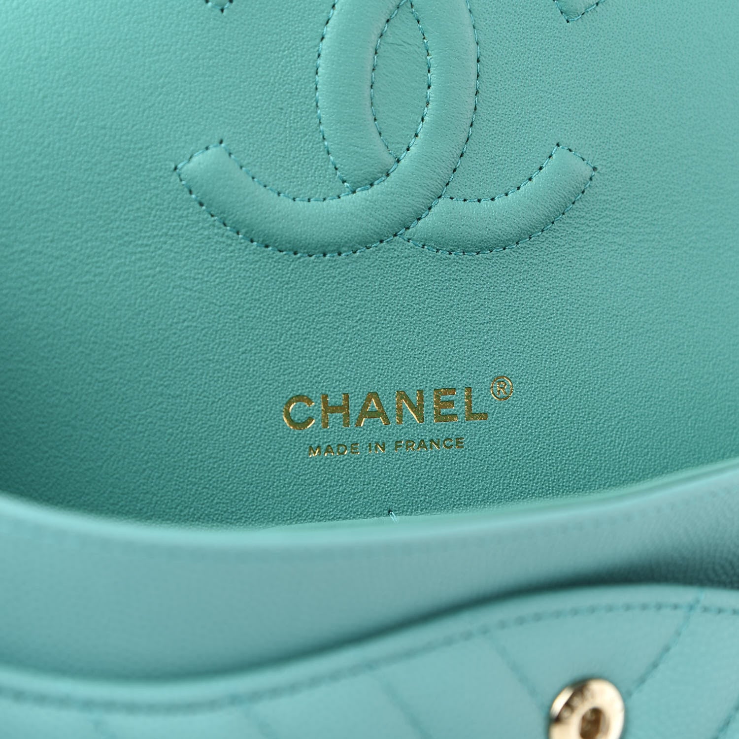 Chanel Caviar Flat Chevron Quilted Medium Double Flap Green 9 of 10
