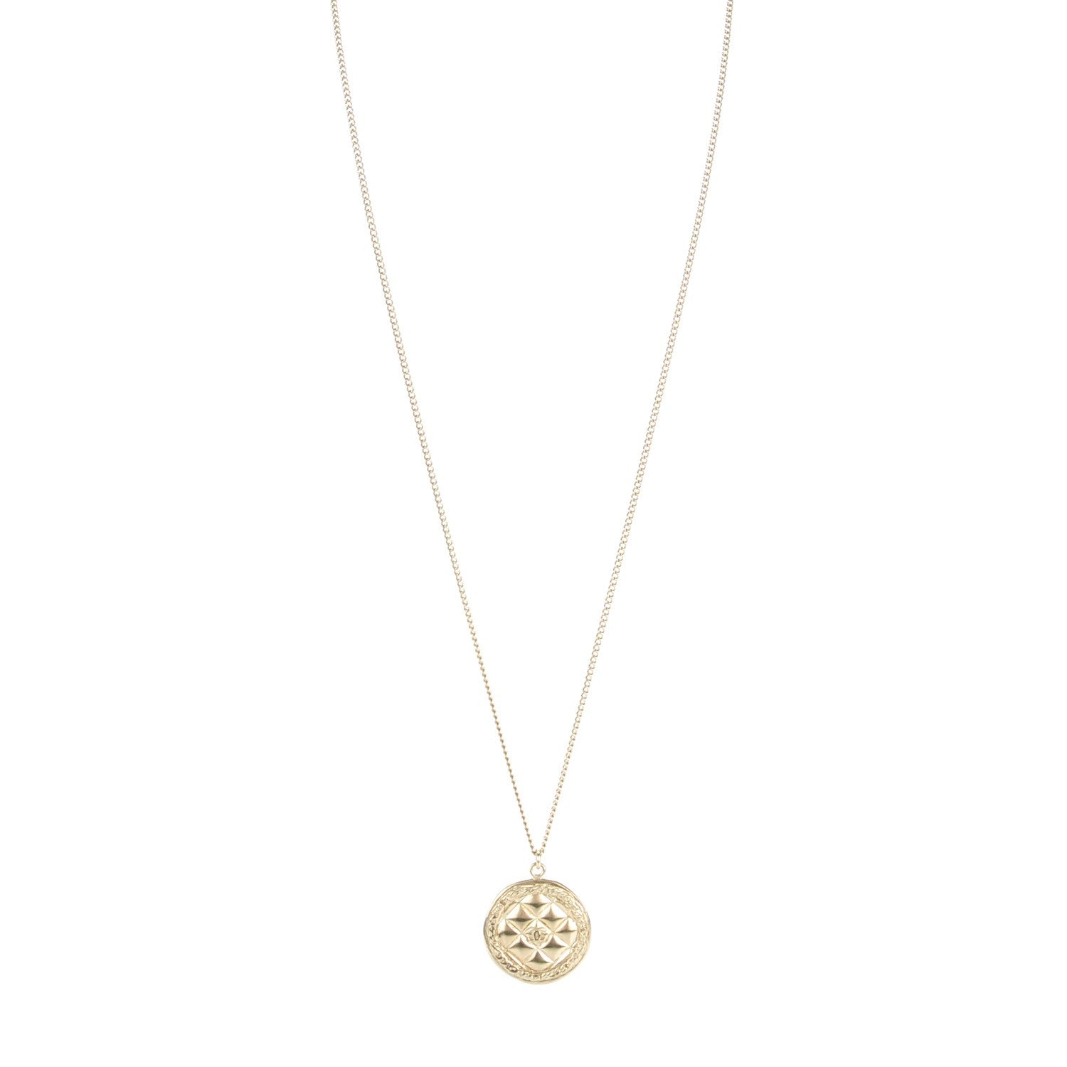 Chanel Medallion CC Quilted Pendant Necklace Gold 1 of 5