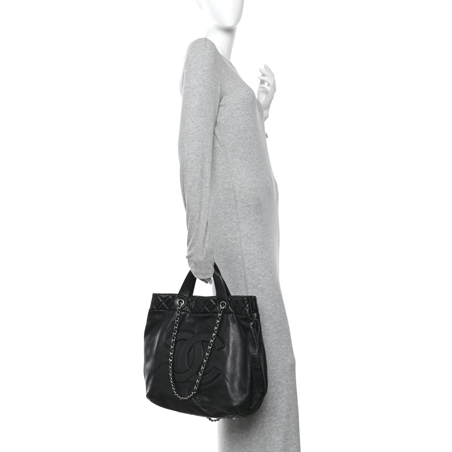 Chanel Calfskin Large Trianon Tote Black 2 of 9