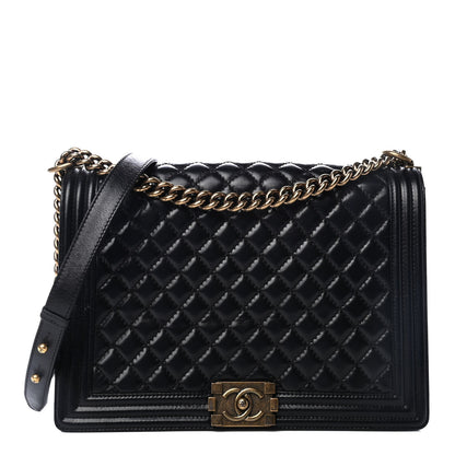 Chanel Glazed Calfskin Quilted Large Boy Flap Black 1 of 4