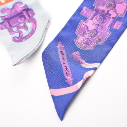 Hermes Silk Ferronnerie Twilly Mauve Rouge Ciel 5 of 5