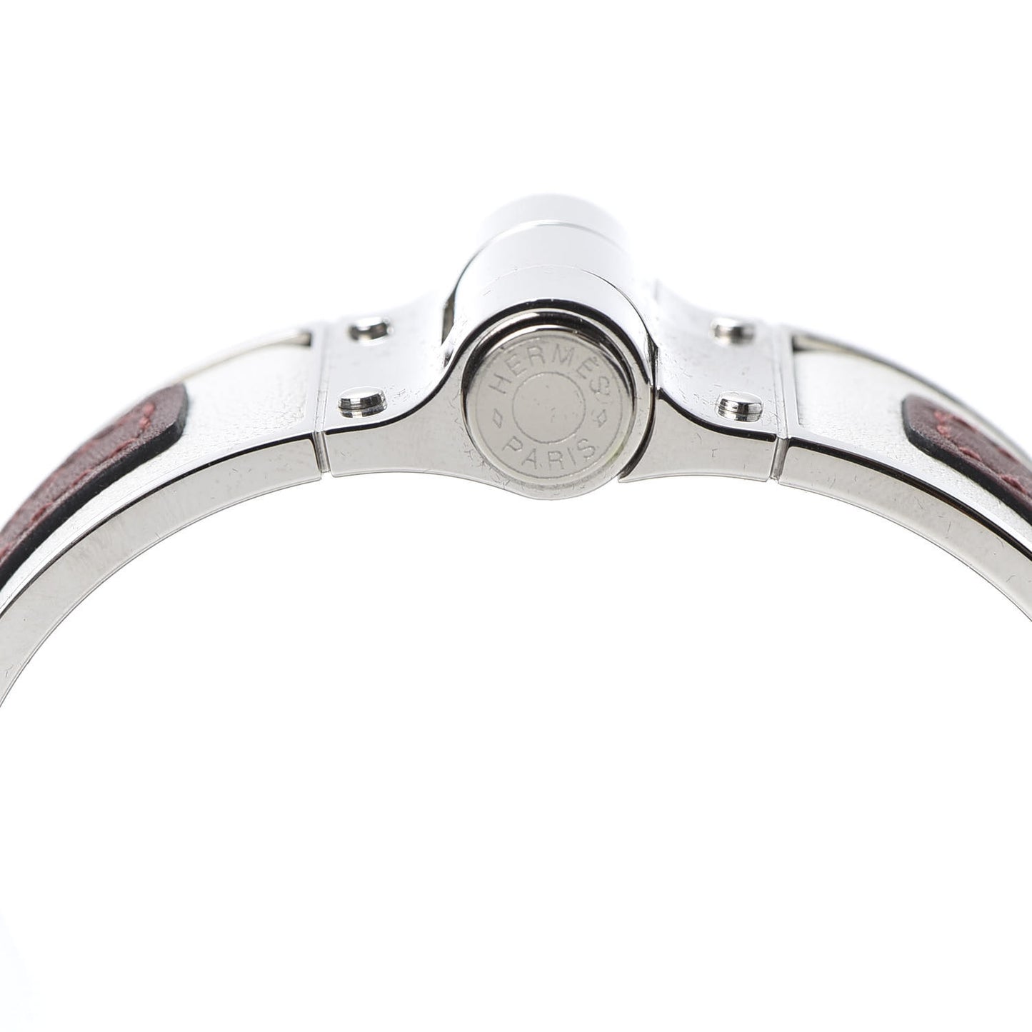 Swift Calfskin Uni Wide Equestre Hinged Bracelet S Rouge H White