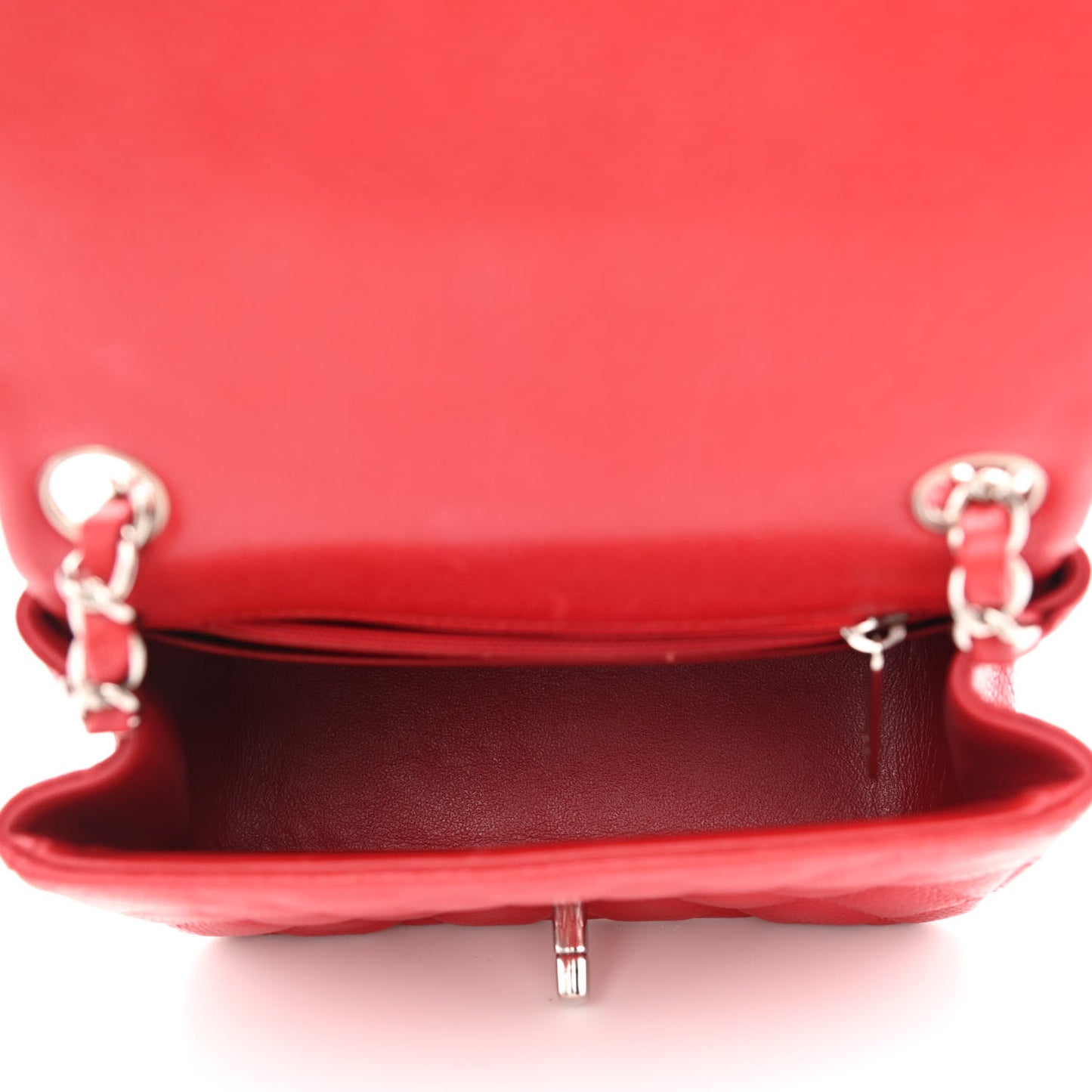 Caviar Quilted Mini Square Flap Red