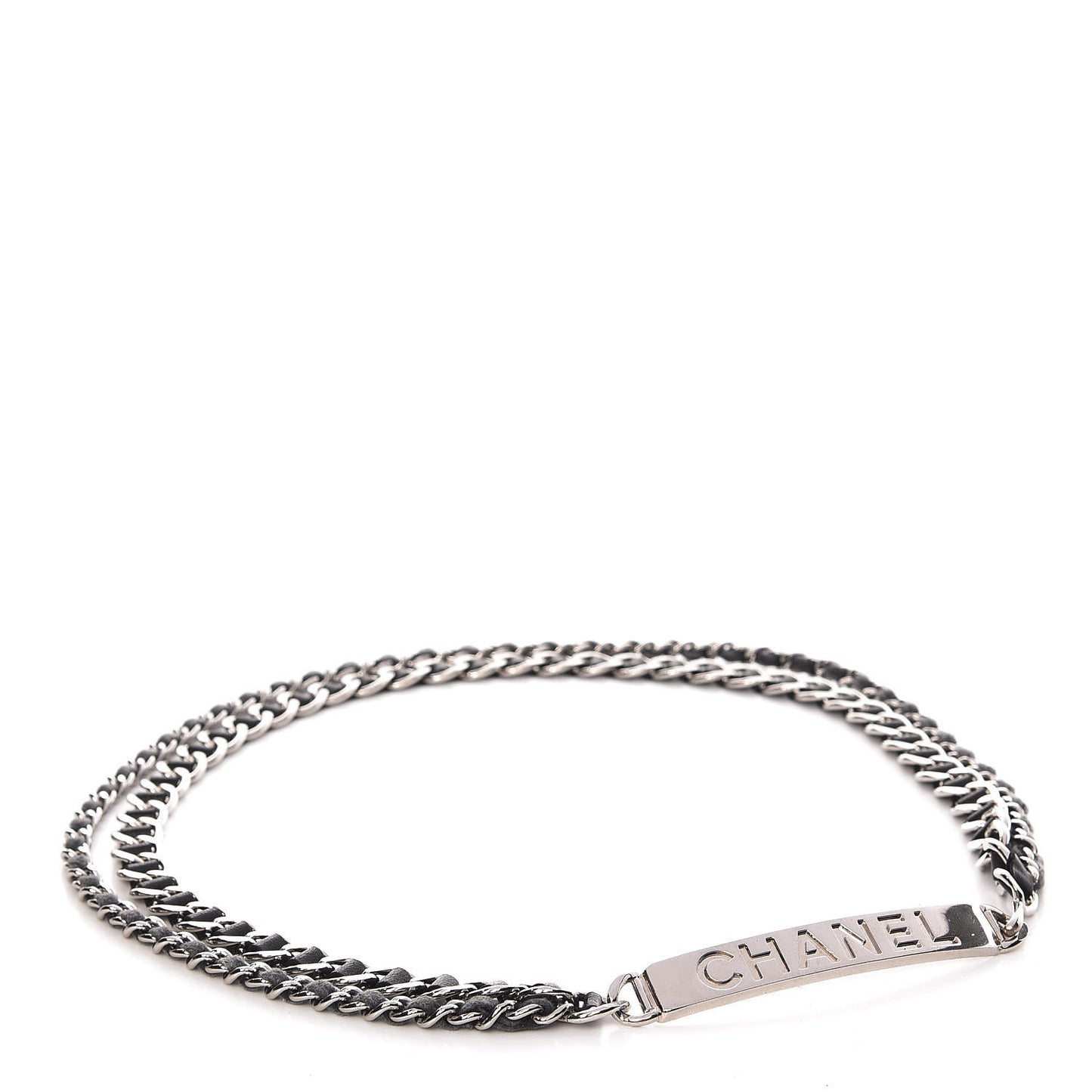 Lambskin Chain Belt Black Silver