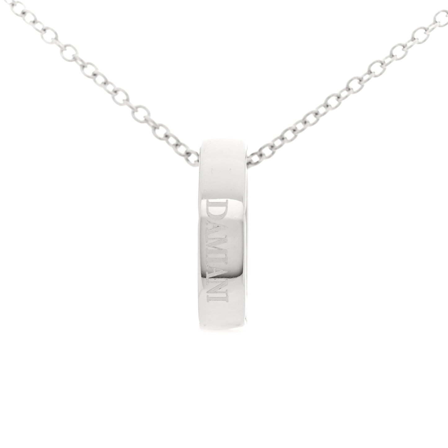 18K White Gold Diamond D Side Pendant Necklace