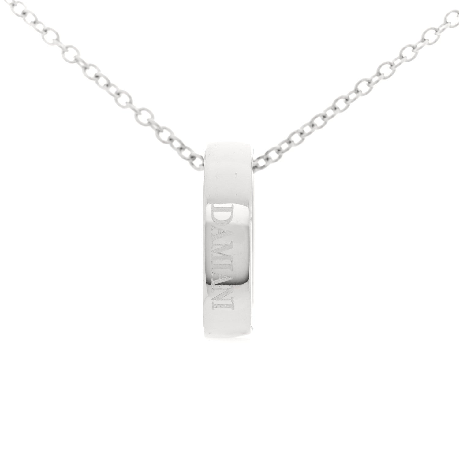 Damiani 18K White Gold Diamond D Side Pendant Necklace 5 of 6