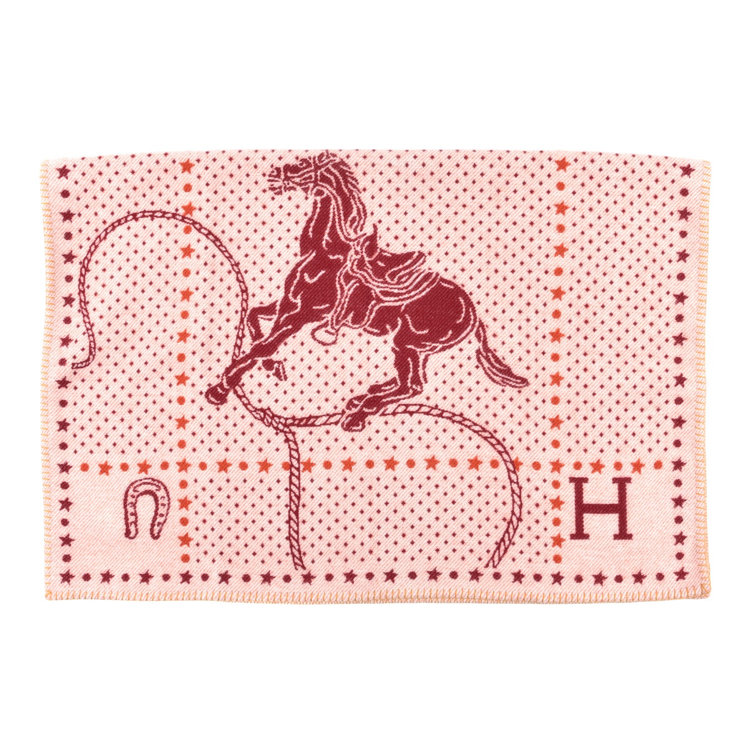Hermes Wool Cashmere Western And Company Blanket Rouge H 2 of 4