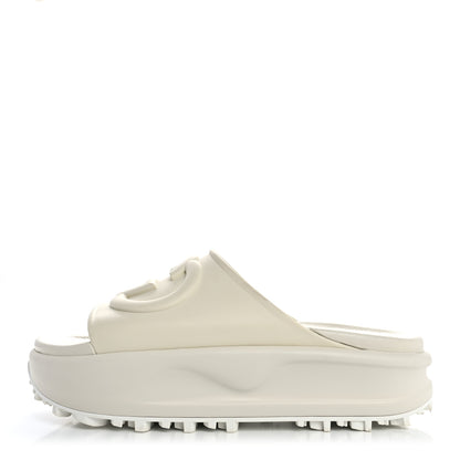 Gucci Soft Rubber Womens Interlocking G Platform 42mm Slide Sandals 39 Off White 1 of 11