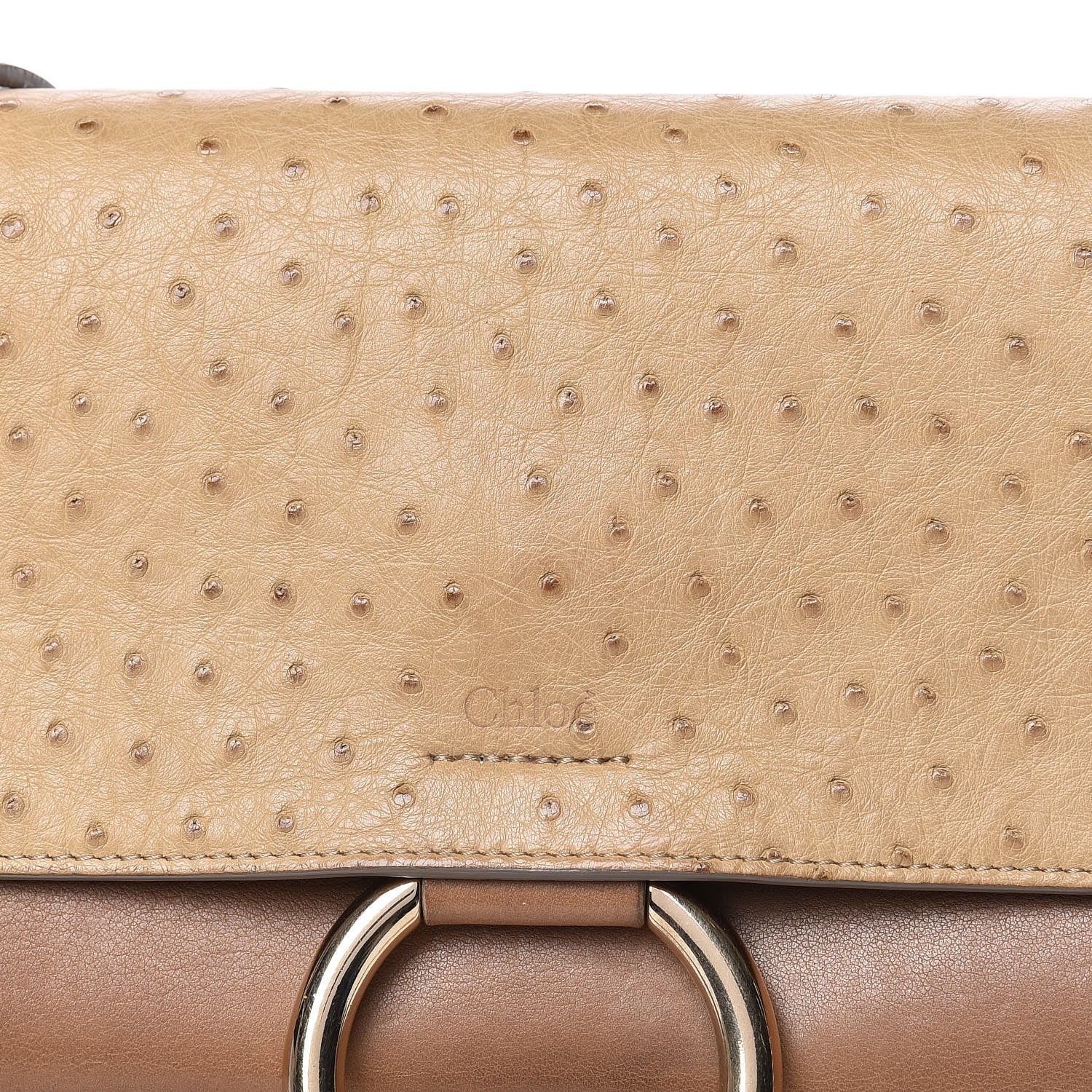 Chloe Ostrich Calfskin Small Faye Shoulder Bag Light Brown 10 of 13