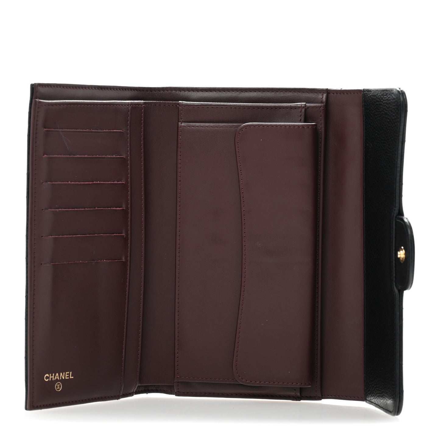 Caviar Quilted Large Flap Wallet Black