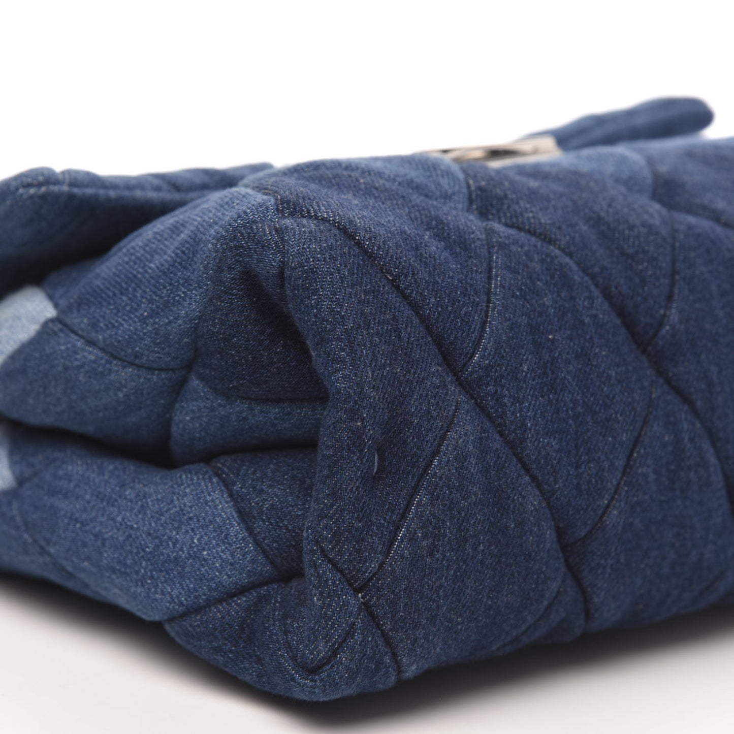 Eco Denim Diamond Quilted Small Beckett Shoulder Bag Blue