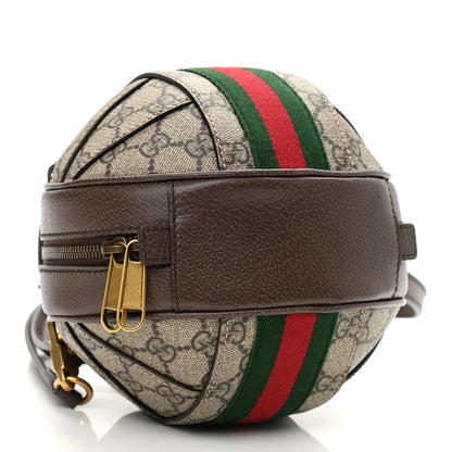 Gucci GG Supreme Monogram Textured Dollar Calfskin Web Mini Ophidia Basketball Shaped Shoulder Bag Beige Ebony New Acero 4 of 10