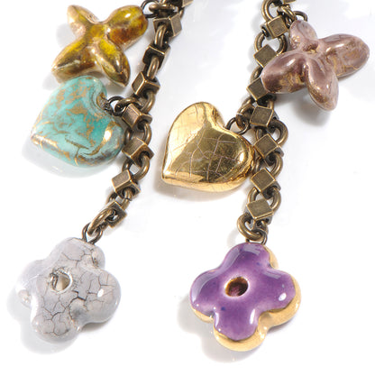 Louis Vuitton Antique Brass Monogram Heart Drop Earrings 3 of 5