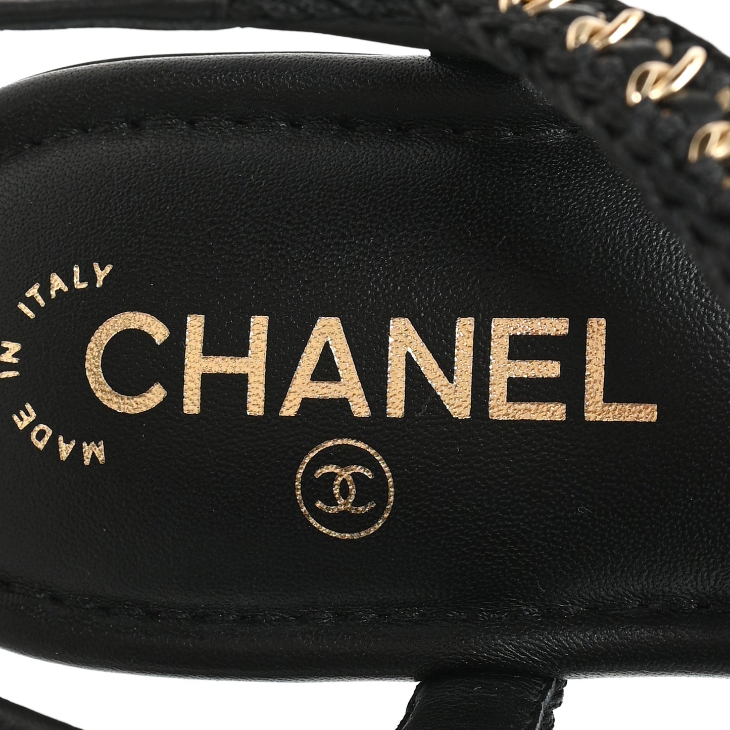 Lambskin Embroidered CC Thong Sandals 39 Black