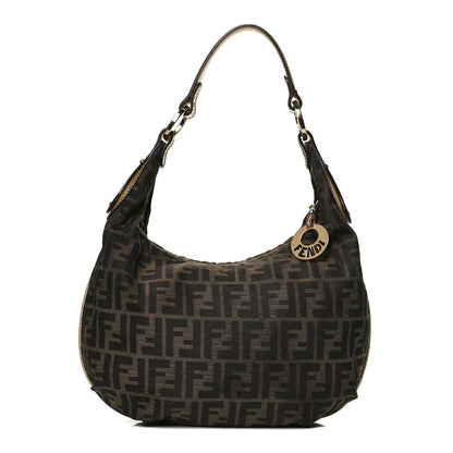 Fendi Zucca Laminated Vachetta Small Chef Hobo Tobacco Bronzo 1 of 12
