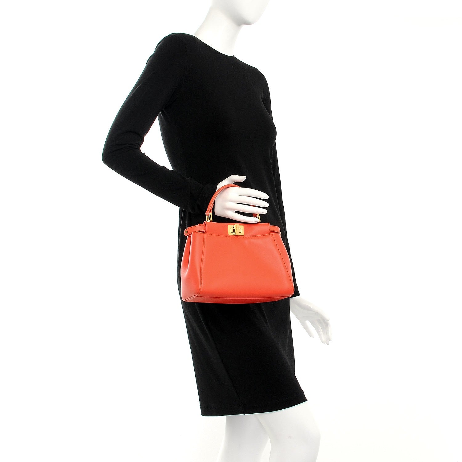 Fendi Nappa Mini Peekaboo Iconic Satchel Azalea 2 of 9