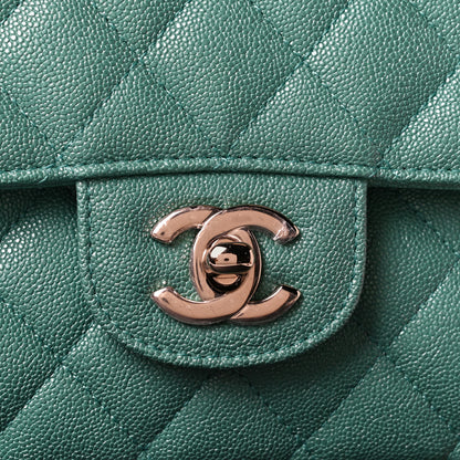 Chanel Iridescent Caviar Quilted Medium Double Flap Green 7 of 8