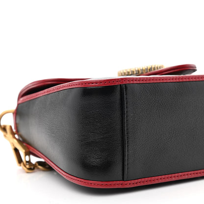 Gucci Vintage Effect Calfskin Matelasse Diagonal Mini Torchon GG Marmont Top Handle Shoulder Bag Black Romantic Cherry 9 of 10