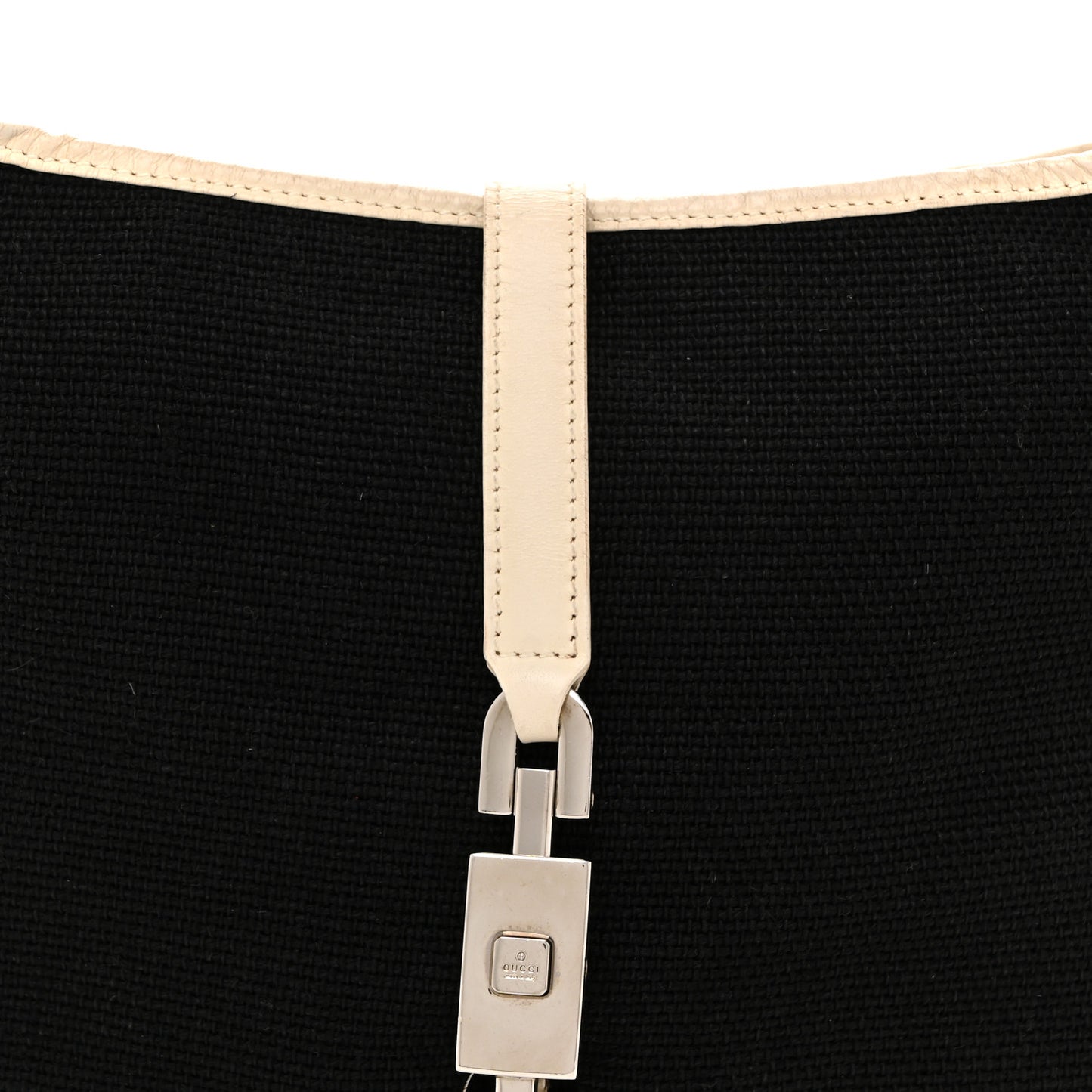 Canvas Calfskin Jackie O Chain Hobo White Black