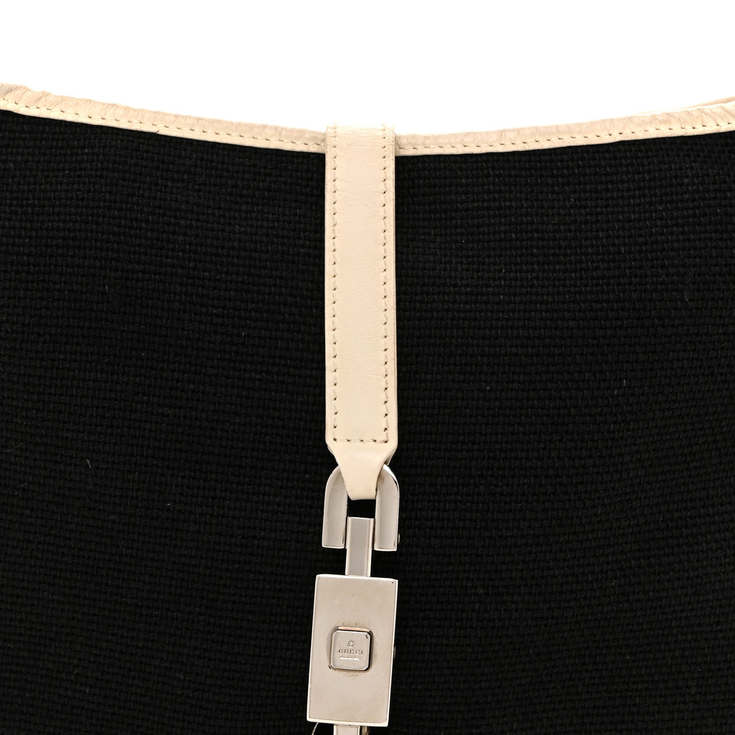 Gucci Canvas Calfskin Jackie O Chain Hobo White Black 8 of 16
