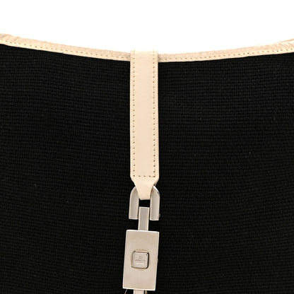 Gucci Canvas Calfskin Jackie O Chain Hobo White Black 8 of 16