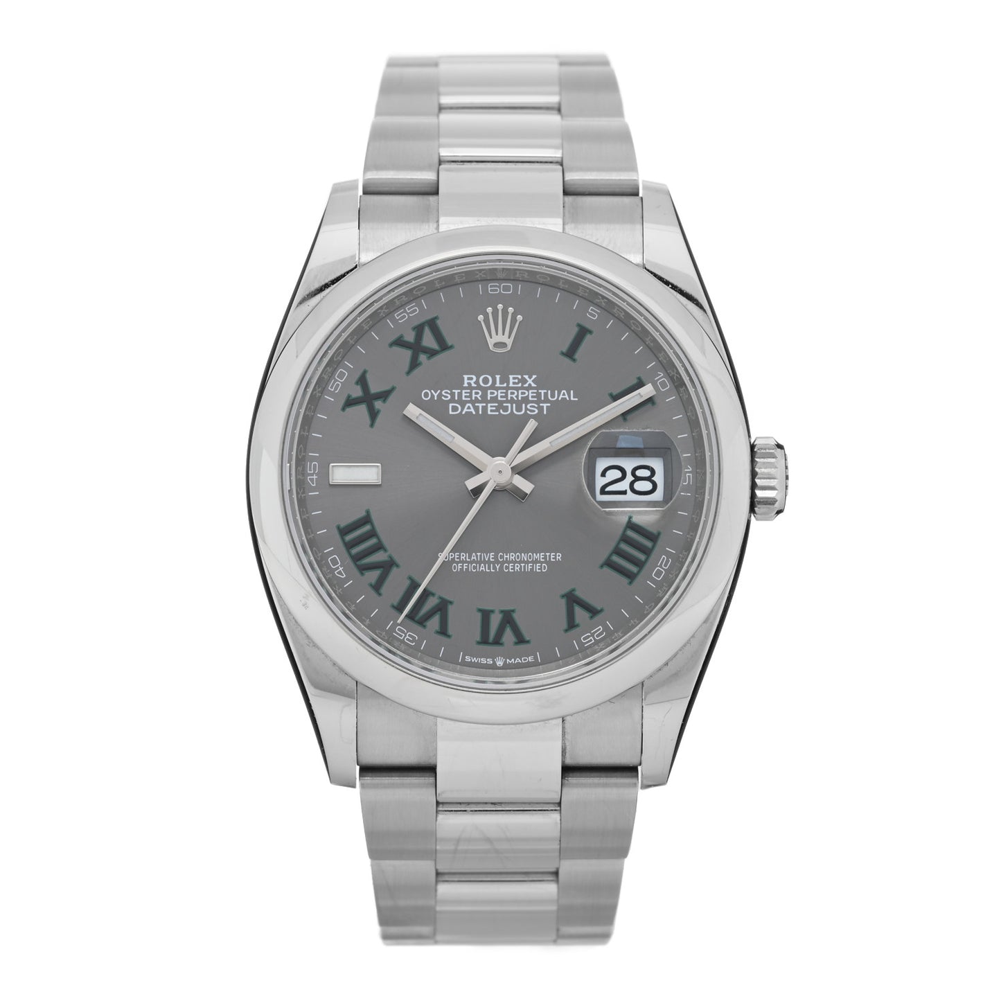 Stainless Steel 36mm Oyster Perpetual Wimbledon Datejust Watch Slate 126200