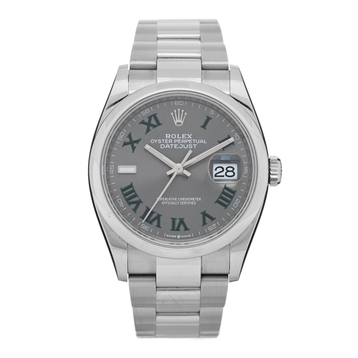 Rolex Stainless Steel 36mm Oyster Perpetual Wimbledon Datejust Watch Slate 126200 1 of 4