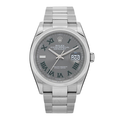Rolex Stainless Steel 36mm Oyster Perpetual Wimbledon Datejust Watch Slate 126200 1 of 4