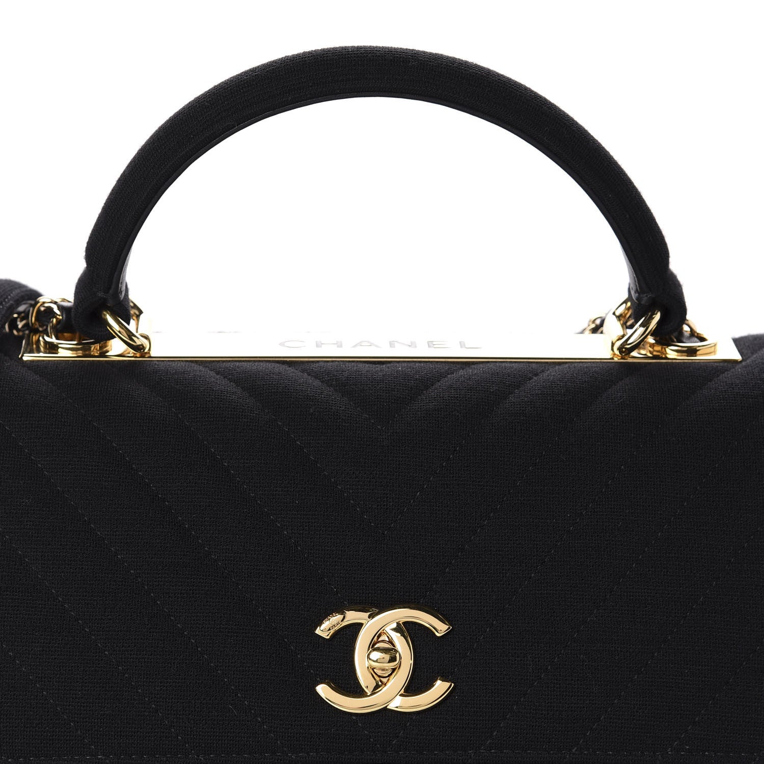 Chanel Jersey Chevron Quilted Medium Trendy CC Dual Handle Flap Bag Black 10 of 11