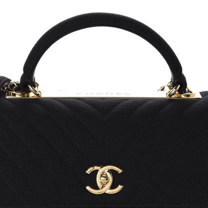 Chanel Jersey Chevron Quilted Medium Trendy CC Dual Handle Flap Bag Black 10 of 11