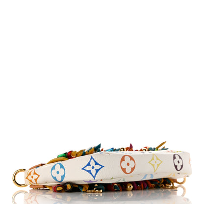 Louis Vuitton Monogram Multicolor Fringe Pochette Accessories White 4 of 8