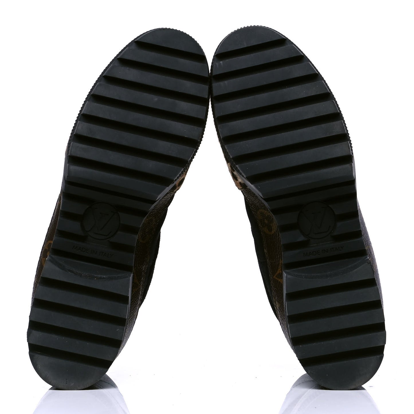 Suede Calfskin Monogram Calf Hair Laureate Platform Desert Boots 39 Black
